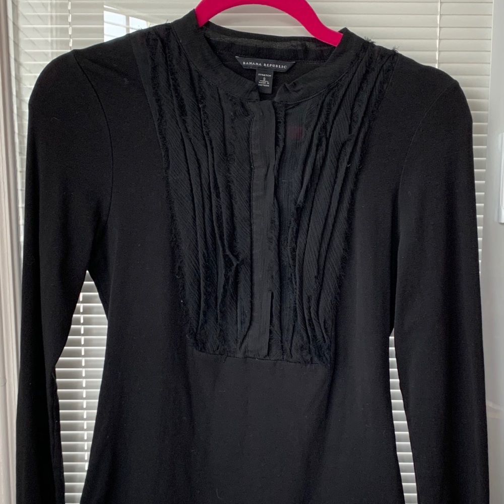 BANANA REPUBLIC BLACK SNAP SHIRT SIZE SMALL - Picture 1 of 15